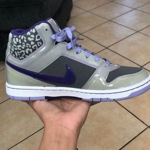 Purple cheetah Nike high tops